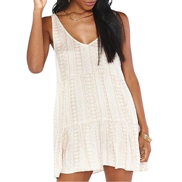 NWT Show Me Your MuMu Emme Tank Mini Dress in Tan & White Paisley Size Medium - Picture 1 of 7